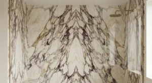 Heavily patterned quartzite, dark marbles